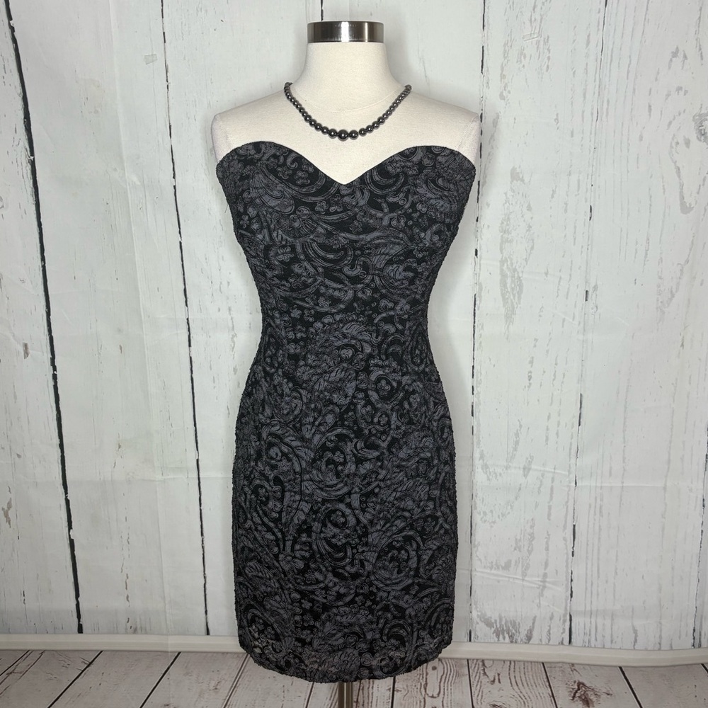 a'gaci Elegant Black Lace Midi Dress